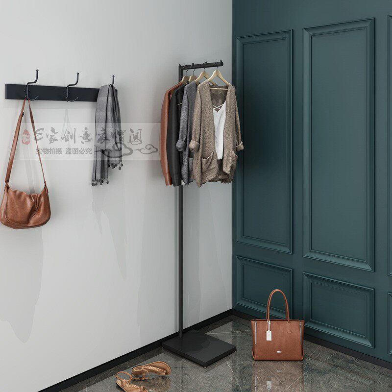 铁艺收纳衣架子房间挂衣架卧室金属衣帽架落地式多功能现代简约