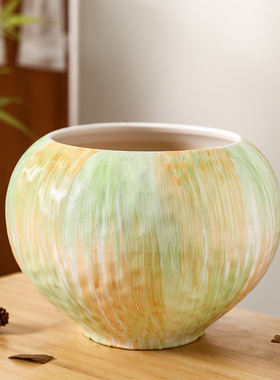 复古艺术陶瓷花盆轻奢高级感圆形家用高端北美冬青蕙兰兰花专用盆