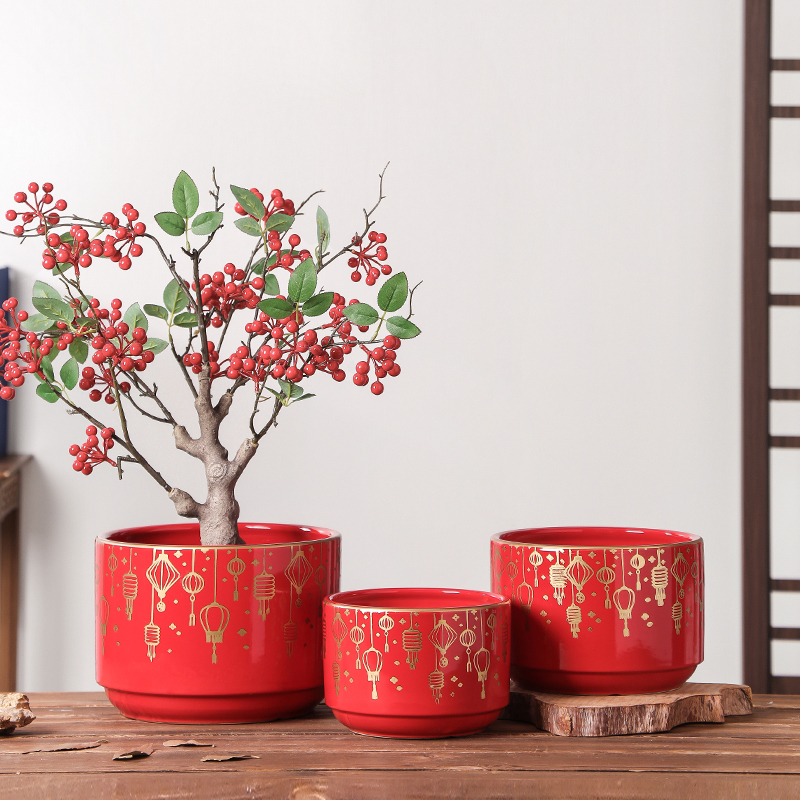 萌肉居中国风陶瓷花盆大号兰花