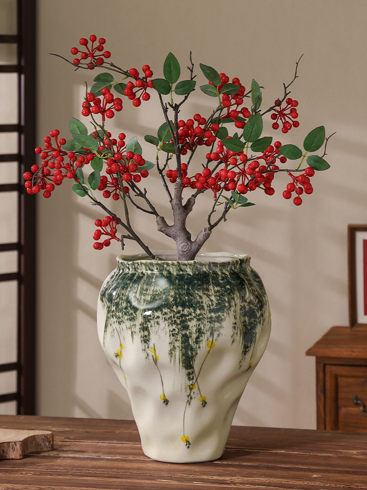 新中式陶瓷花盆家用中国风室内桌面摆放大号冬青三角梅发财树专用