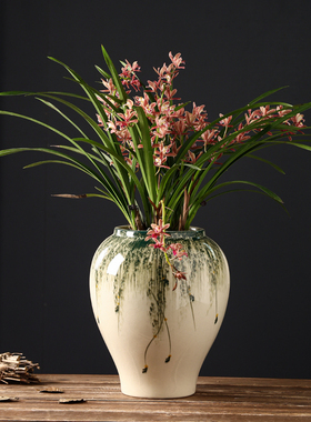 新中式花盆陶瓷轻奢高级感家用客厅摆放兰花春羽大号流泉枫专用盆