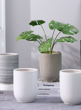 陶瓷花盆落地家用客厅龟背竹散尾葵大号发财树兰花冬青专用盆高款