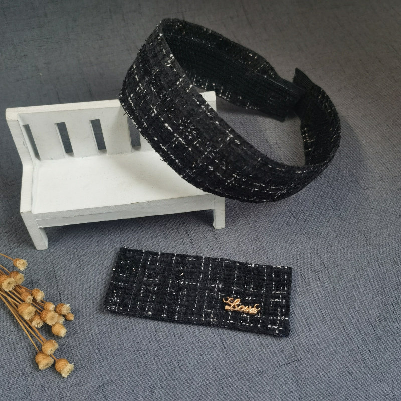 成人儿童简约不头疼黑色小香风后脑刘海碎发长小发贴魔术贴软发箍