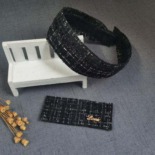 成人儿童简约不头疼黑色小香风后脑刘海碎发长小发贴魔术贴软发箍