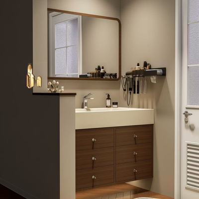 法式复古岩板热弯一体盆浴室柜