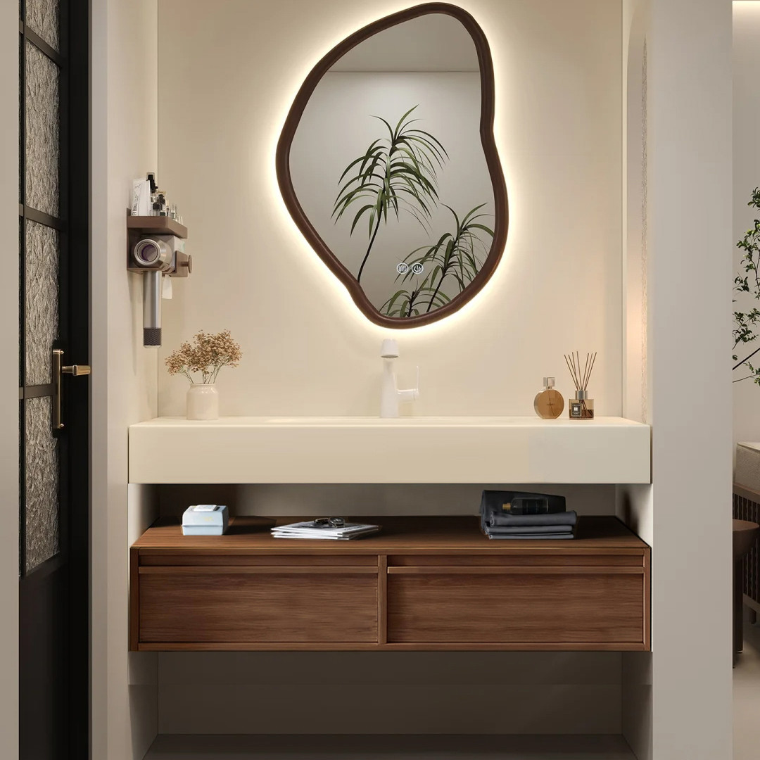 中古风岩板热弯一体盆浴室柜组合卫生间洗手洗漱台可丽耐卫浴定制,家装主材,浴室柜组合,淘宝优惠券,粉丝福利购,淘宝优惠卷