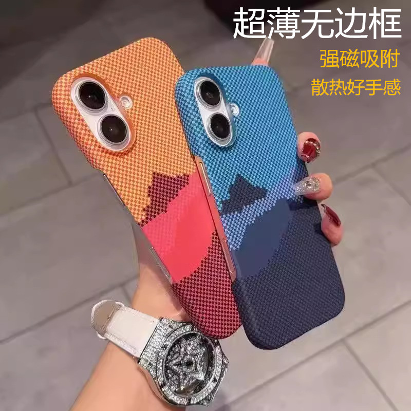 半包肤感碳纤维纹散热手机壳