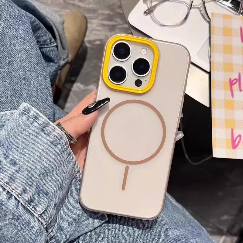 肤感冰雾透色磁吸壳iPhone16promax手机壳适用苹果15保护14磨砂13硬12女11细磁吸肤感14plus马卡龙高级镜框壳