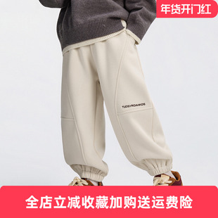 童话记忆男童加绒裤子2025秋冬中大童运动裤卫裤一体绒加厚休闲裤