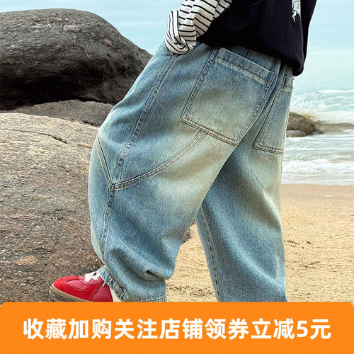 男童春装牛仔裤宽松休闲长裤
