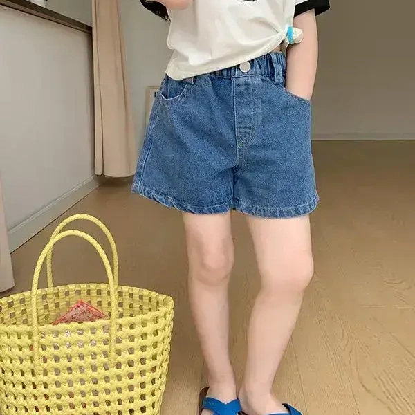 悦悦家中大童女童韩版洋气百搭三分热裤儿童外穿薄款牛仔短裤夏