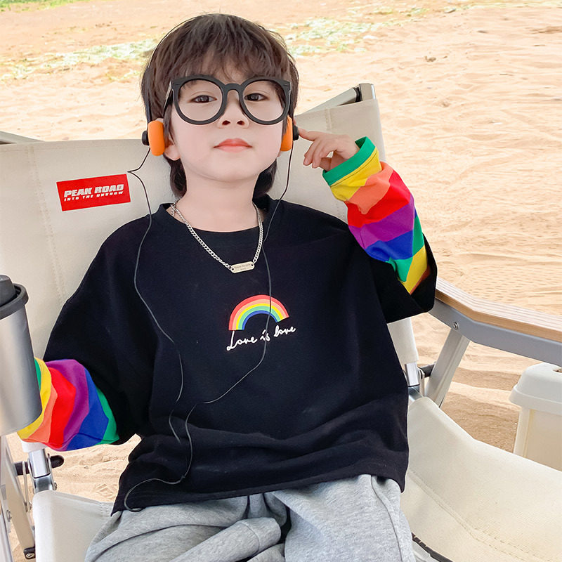 童话记忆男童秋季新款上衣中大童儿童春秋假两件彩虹长袖T恤卫衣,童装/婴儿装/亲子装,T恤,淘宝优惠券,粉丝福利购,淘宝优惠卷