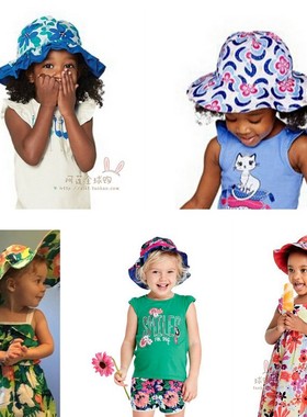 亏清现货1-6美国金宝贝正品春夏女童女婴太阳帽纯棉布软遮阳帽子