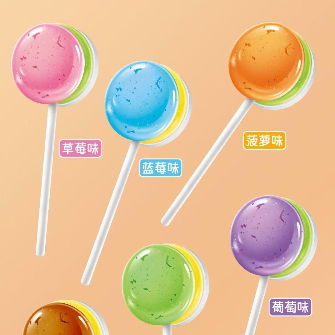 欢乐猴面包棒棒糖双色水果味糖果儿童礼物糖果零食品高颜值