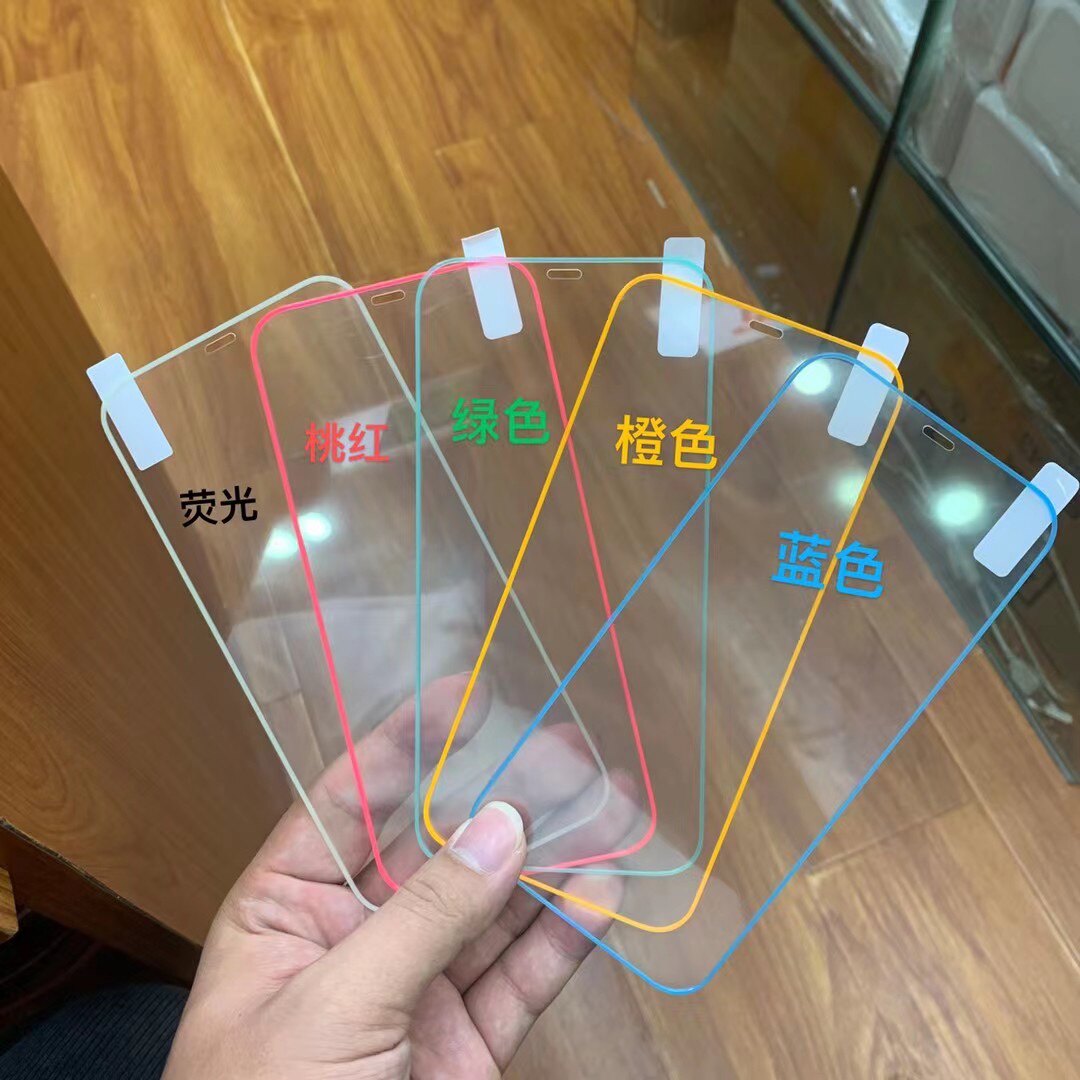适用苹果14Promax夜光膜iPhone11荧光色12promax气囊钢化膜13手机保护膜XR炫彩Xsmax贴膜6p/