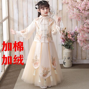 女 童中国风唐装小女孩古风超仙古装汉服冬季连衣裙儿8童拜年服潮
