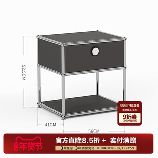 曲美家居lab定制包豪斯中古风主卧双人床配件床头柜收纳线下同款