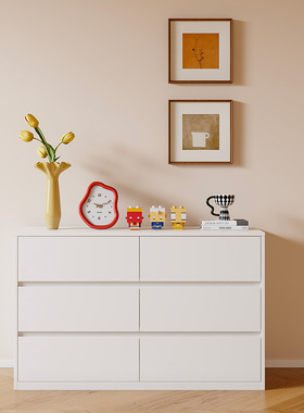 曲美家居家用现代简约卧室抽屉柜客厅收纳储物柜白色奶油风斗柜