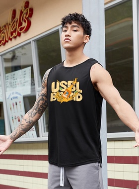 Unsurbull美式夏季USBL酷儿宽松训练运动健身吸汗排湿篮球背心T