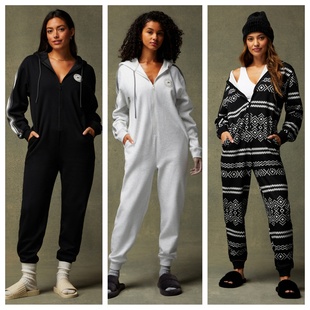 纯原复古女款 薄绒潮范 运动休闲连体衣可家居可外穿卫衣款