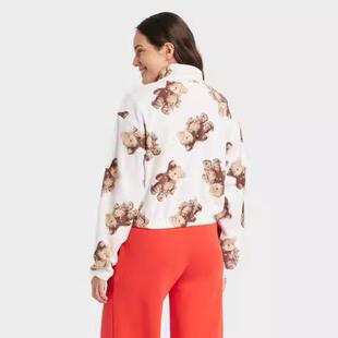 纯原复古小熊女款短款拉链卫衣绒卫衣薄款可爱休闲福利促销