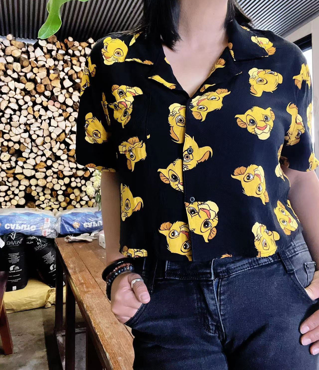 包邮夏季女士多图卡通辣妹衬衫衬衣上衣短袖百搭薄款