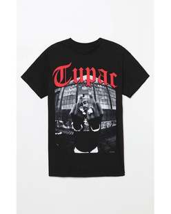 纯棉水洗做旧嘻哈2pac短袖 T宽松oversize