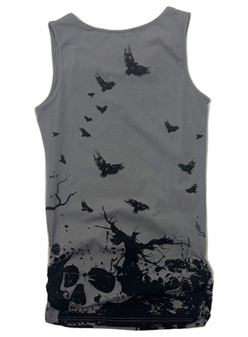 纯原深灰色暗黑风格长款背心女款哥特风亚文化y2k小众潮辣妹无袖