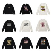 包邮 2023新款 纯棉日单多款 卡通打底长袖 T恤男女情况圆领tee潮酷帅