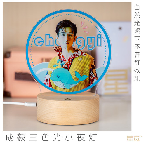 实木小夜灯成毅周边创意摆件定制