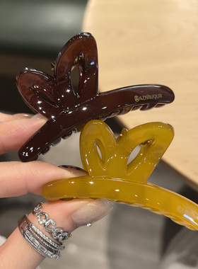 韩国进口发饰AZNAVOUR/AZ小兔耳朵蝴蝶结7cm中号抓夹发抓鲨鱼夹