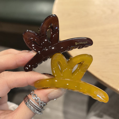 韩国进口发饰AZNAVOUR/AZ小兔耳朵蝴蝶结7cm中号抓夹发抓鲨鱼夹