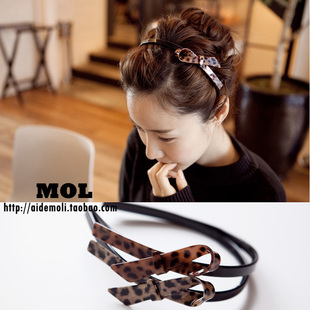 时尚 韩国进口 发饰 豹纹丝带蝴蝶结发箍头箍压发 AZNAVOUR