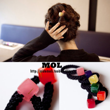 韩国进口 AZNAVOUR/AZ 发饰糖果色方块日韩发圈皮筋发绳头绳女