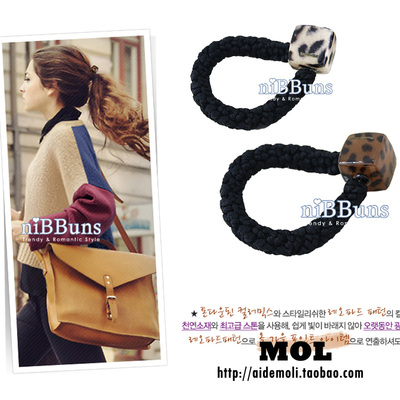 韩国进口格子波点豹纹方块发圈