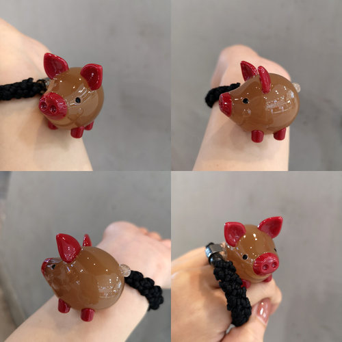 韩国进口隆冬立体小猪发绳皮筋