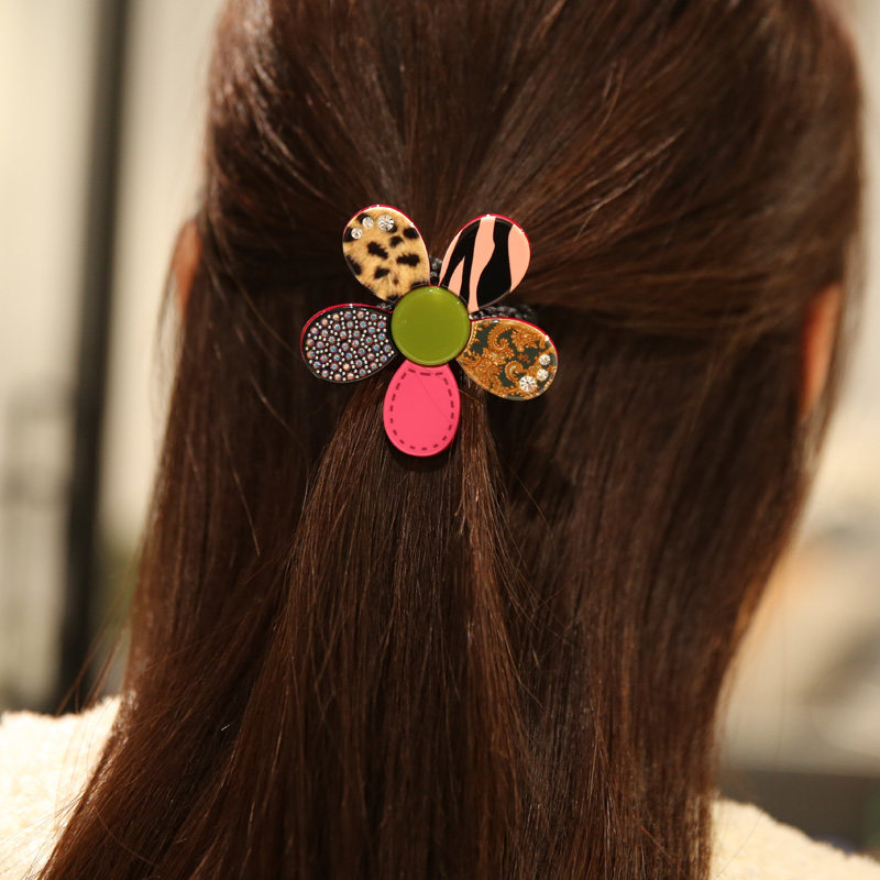 韩国进口AZNAVOUR AZ发饰水钻豹纹花朵五瓣花发圈鸭嘴夹发夹,饰品/流行首饰/时尚饰品新,发饰,淘宝优惠券,粉丝福利购,淘宝优惠卷