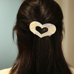 LERYAE韩国进口发饰镂空爱心大号长发齿鸭嘴夹横夹懒人夹发夹边夹