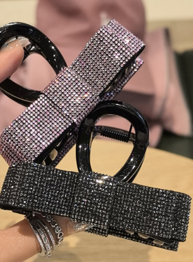 LERYAE韩国进口发饰星空系列砂糖碎钻蝴蝶结8cm抓夹发抓鲨鱼夹