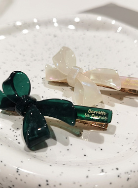 LERYAE韩国进口发饰日韩少女蝴蝶结蜜糖棕墨绿摩卡咖发夹鸭嘴夹