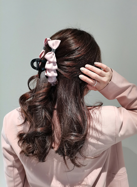 leryae韩国进口发饰缎带层叠蝴蝶结抓夹发抓鲨鱼夹13cm