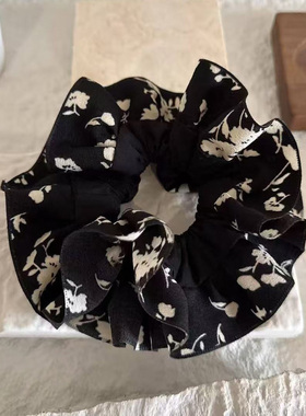 LERYAE韩国进口发饰黑白色系双层布艺大肠发圈肠圈发绳皮筋