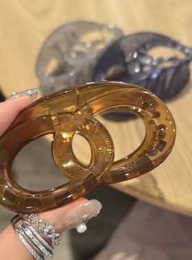 LERYAE韩国进口发饰BY镂空双椭圆8cm抓夹发抓鲨鱼夹