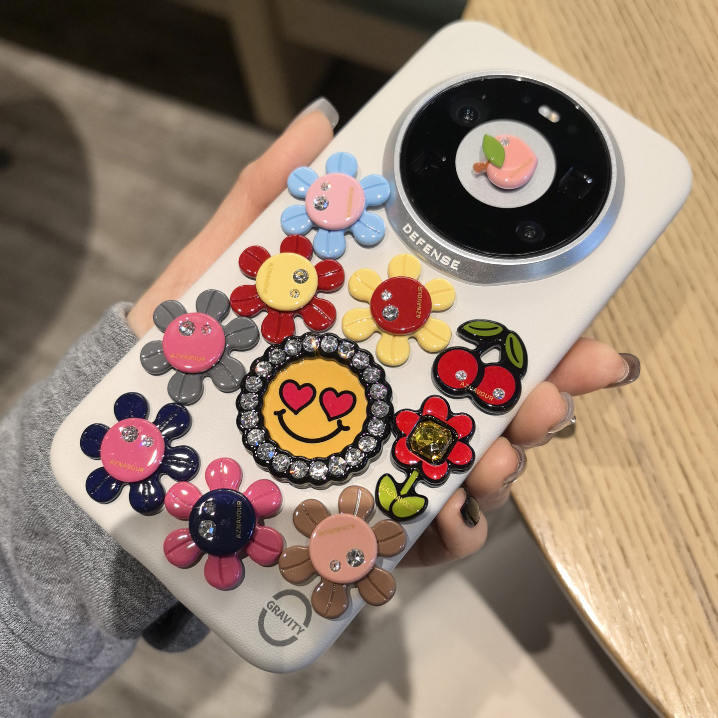 韩国进口AZNAVOUR AZ水钻笑脸樱桃水蜜桃太阳花朵手机配饰贴纸,3C数码配件,手机贴纸,淘宝优惠券,粉丝福利购,淘宝优惠卷