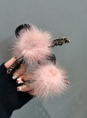 leryae韩国进口发饰水貂毛闪钻8cm/13cm丝带交叉发抓鲨鱼夹抓夹