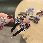 韩国进口AZNAVOUR AZ发饰水钻黑色彩钻满钻小爱心桃心发夹边夹