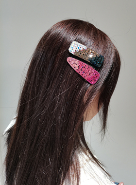 aidemoli韩国进口发饰日韩满钻水钻渐变粉色蓝色灰色BB夹发夹边夹