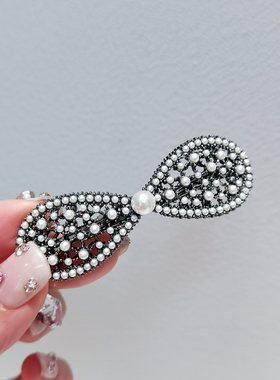 aidemoli韩国进口发饰日韩水钻珍珠白色黑色八字蝴蝶结发夹弹簧夹
