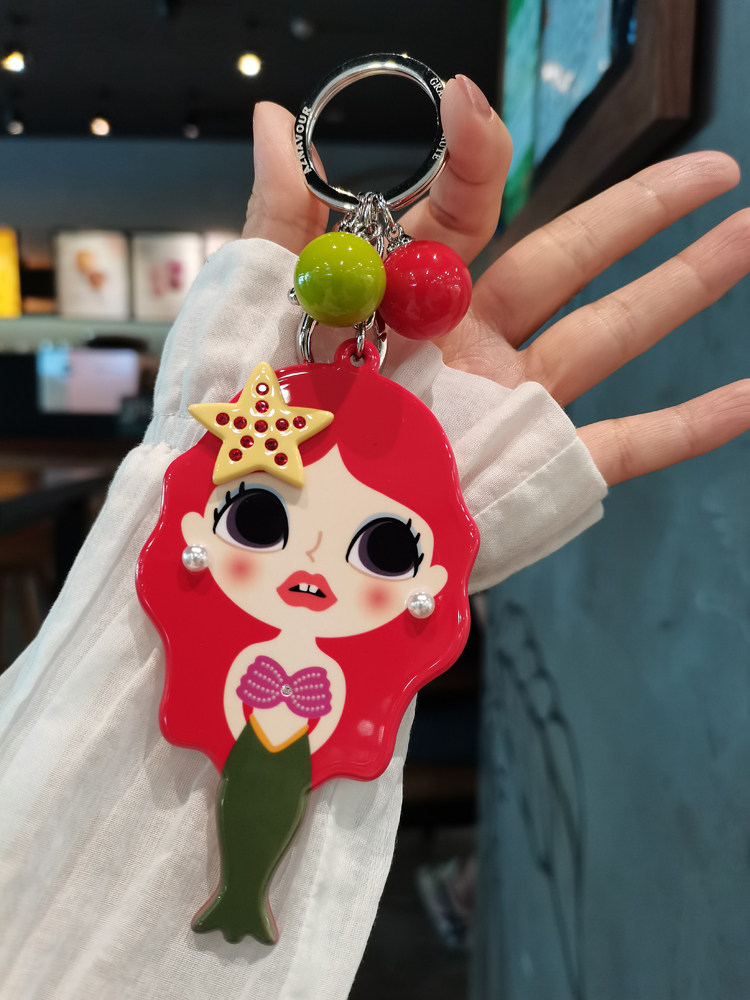 韩国AZNAVOUR/AZ配饰美人鱼女孩/公主镜子包挂车钥匙扣