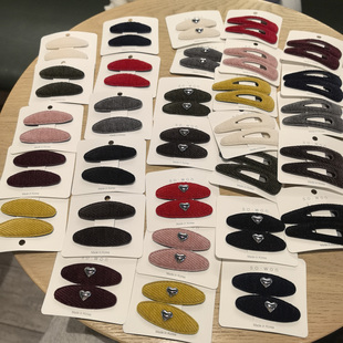 LERYAE韩国进口发饰秋冬甜美灯芯绒椭圆小爱心2个一组发夹边夹